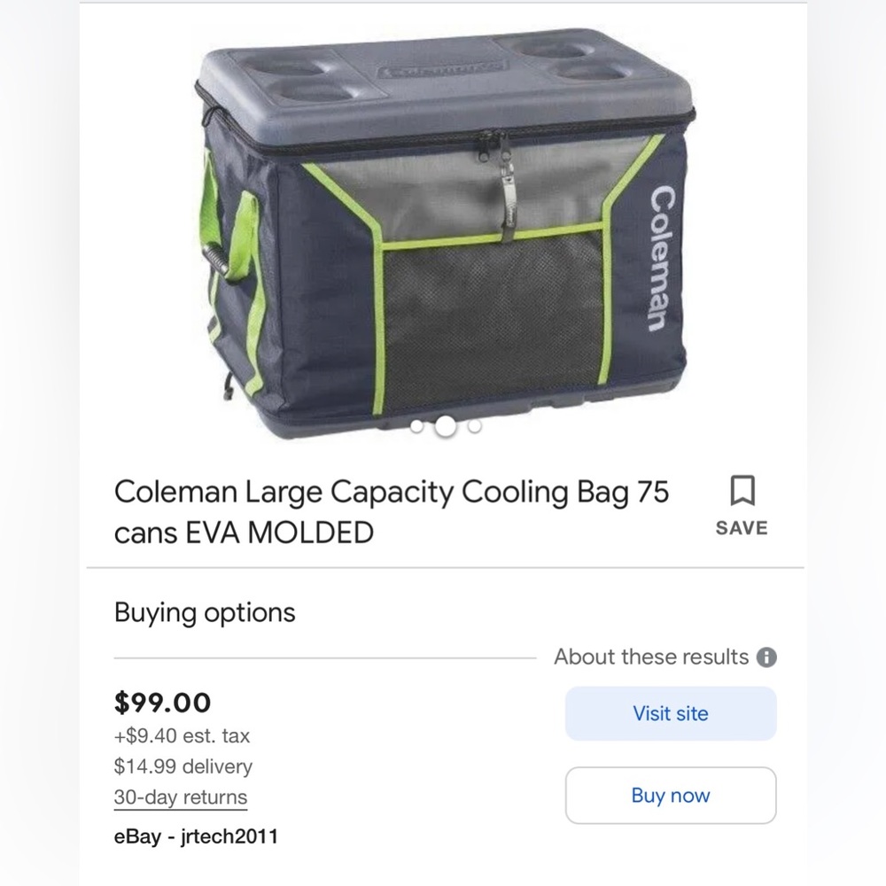 Large, Collapsable Coleman Cooler.